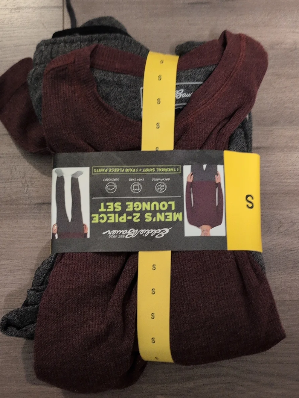 Eddie Bauer Men's 2-Piece Crewneck Lounge Set - Burgundy & Charcoal